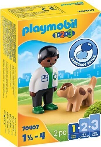 70407 PLAYMOBIL® 1.2.3 Veterinaararst kutsikaga цена и информация | Klotsid ja konstruktorid | kaup24.ee