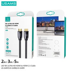 Usams 8K HDMI 2m, must цена и информация | Кабели и провода | kaup24.ee