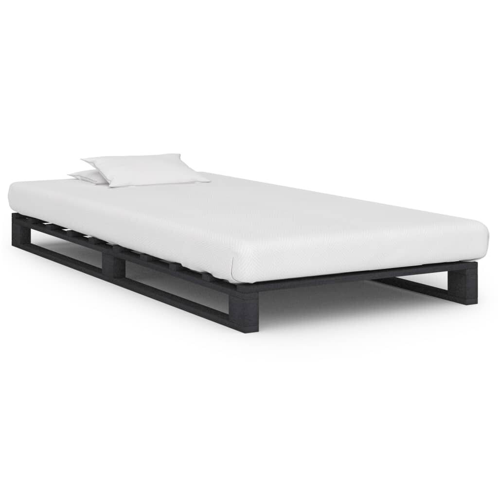 vidaXL kaubaalustest voodiraam hall tugevast männipuidust 90 x 200 cm hind ja info | Voodid | kaup24.ee
