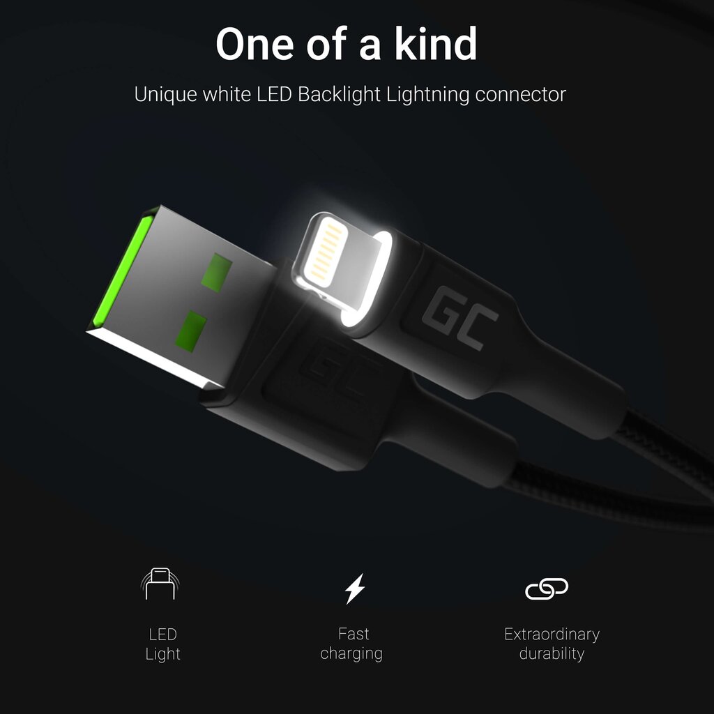 Green Cell KABGC05, USB - Lightning, 1.2m hind ja info | Mobiiltelefonide kaablid | kaup24.ee