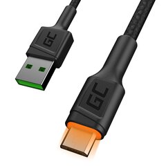 Кабель Green Cell USB -A - MicroUSB Orange Led 200 см с поддержкой ультра -зарядки QC3.0 Быстрая зарядка цена и информация | Кабели для телефонов | kaup24.ee