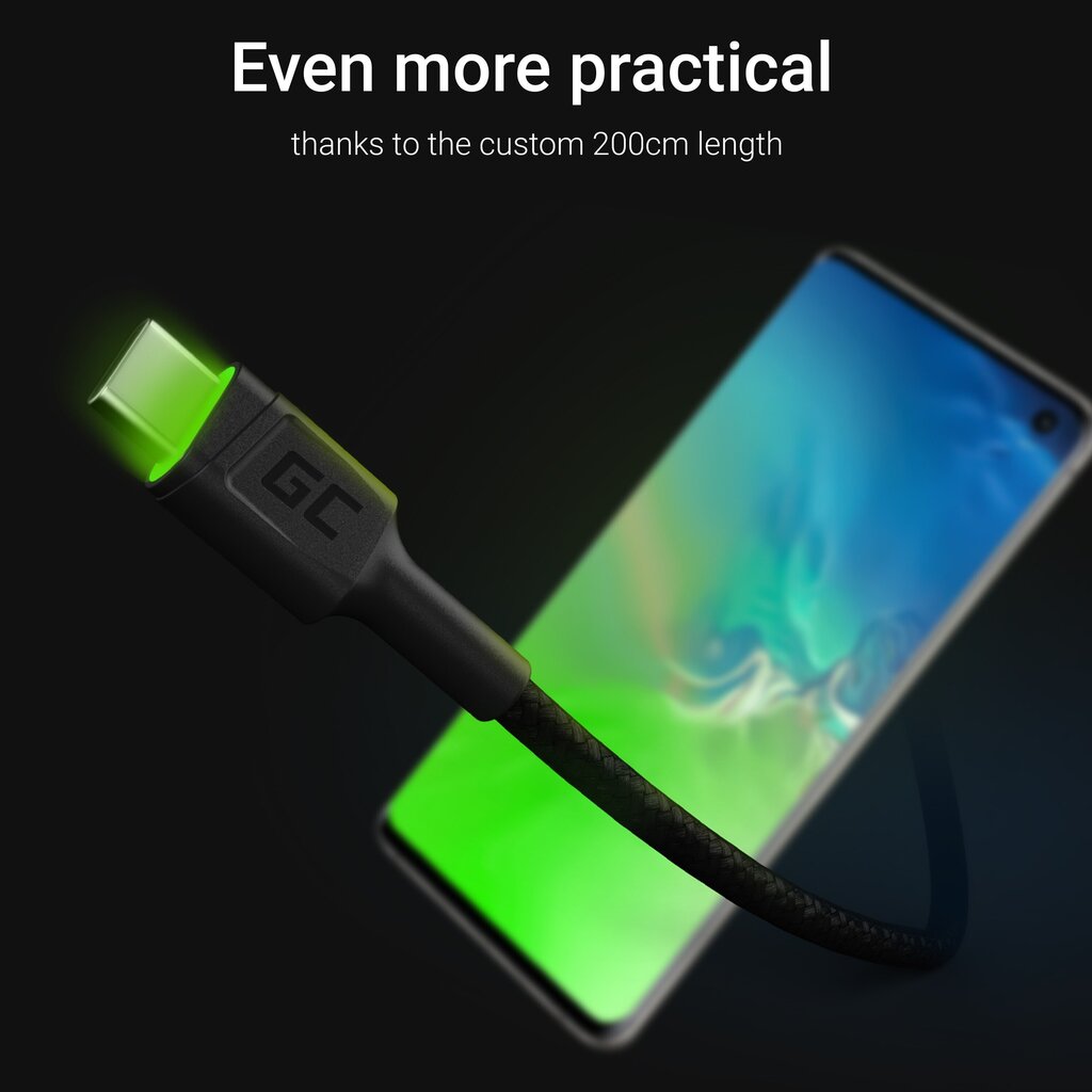 Green Cell KABGC13, USB - USB-C, 2m hind ja info | Mobiiltelefonide kaablid | kaup24.ee