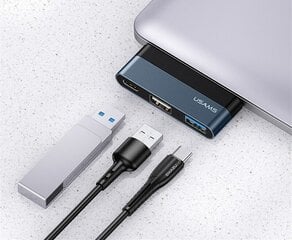 USAMS SJ490 USB-C jaotur 2xUSB ja 1xUSB-C, must цена и информация | Адаптеры и USB-hub | kaup24.ee