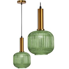 Rippvalgusti Retro Glass B, Green цена и информация | Потолочный светильник, 38 x 38 x 24 см | kaup24.ee