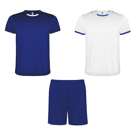 Unisex treeningülikond: 2 T-särki + 1 paar lühikesi pükse, valge/sinine. hind ja info | Meeste spordiriided | kaup24.ee