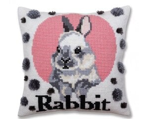 Набор для вышивания крестом - подушка с элементами ковровой вышивки "Кролик" Collection D'Art 40x40см цена и информация | Принадлежности для вышивания | kaup24.ee
