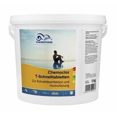 Быстро растворимые таблетки хлора Chemoclor T-Schnelltabletten 20 гр, 5 кг цена и информация | Химия для бассейнов | kaup24.ee