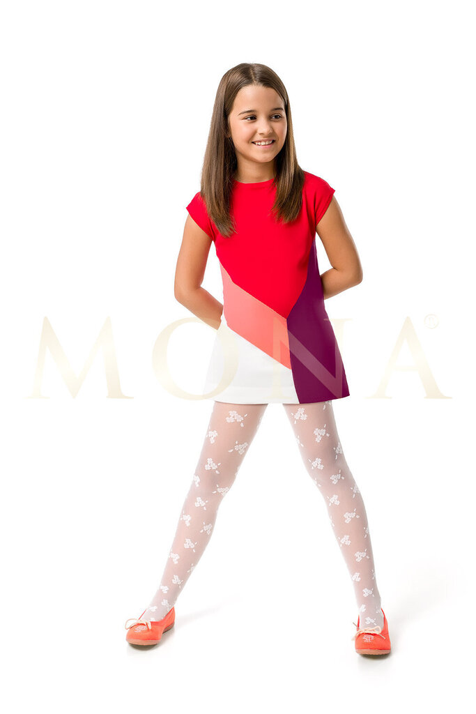 Tüdrukute mustriga sukkpüksid MONA Niki 04 20 den Bianco hind ja info | Tüdrukute sukkpüksid ja sokid | kaup24.ee