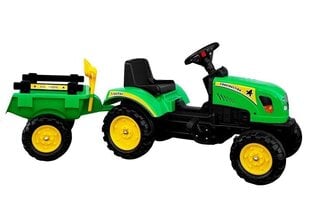 Педалями движимый трактор с прицепом Branson 135 см, зеленый цена и информация | Игрушки для мальчиков | kaup24.ee