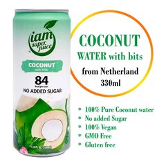 100% Kookosvesi koos tükkidega, Coconut water with bits, I am super juice, 330ml hind ja info | Karastusjoogid | kaup24.ee