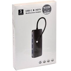 Adapter Remax RU-U5 5 In1 HDMI, 3x3.0USB, USB-C-Type-C / USB-C dokkimisjaam цена и информация | Адаптеры и USB-hub | kaup24.ee