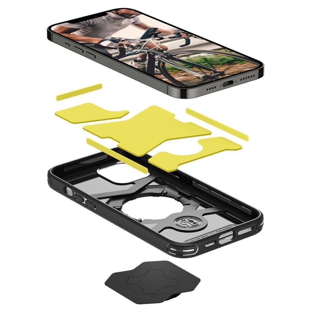 Jalgratta kinnituse kate Apple iPhone 12 Pro Max, Spigen Gearlock Bike Mount Telefoniümbris, must цена и информация | Telefoni kaaned, ümbrised | kaup24.ee