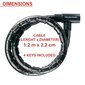 Jalgrattalukk Master Lock 22x1200 mm, must hind ja info | Rattalukud | kaup24.ee