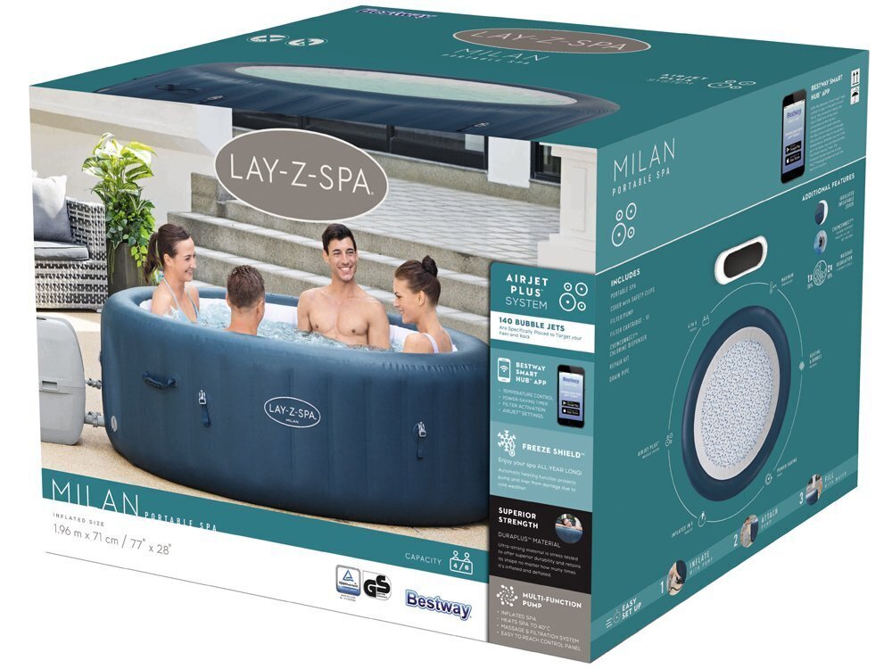 Bestway mullivann „Lay-Z-Spa MILAN“, 4-6 inimest hind ja info | Basseinid | kaup24.ee