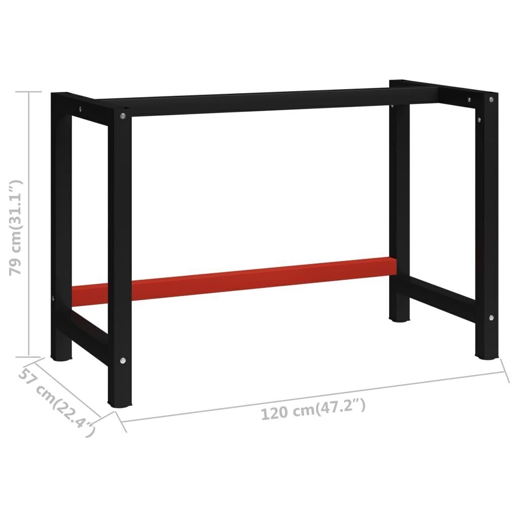 vidaXL tööpingi raam metall 120 x 57 x 79 cm, must ja punane hind ja info | Muud mööblitarvikud | kaup24.ee