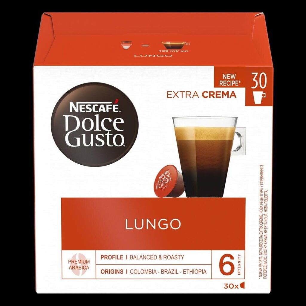 Kohvikapslid NESCAFE DOLCE GUSTO LUNGO, 30 kapslit, 195g цена и информация | Kohv, kakao | kaup24.ee