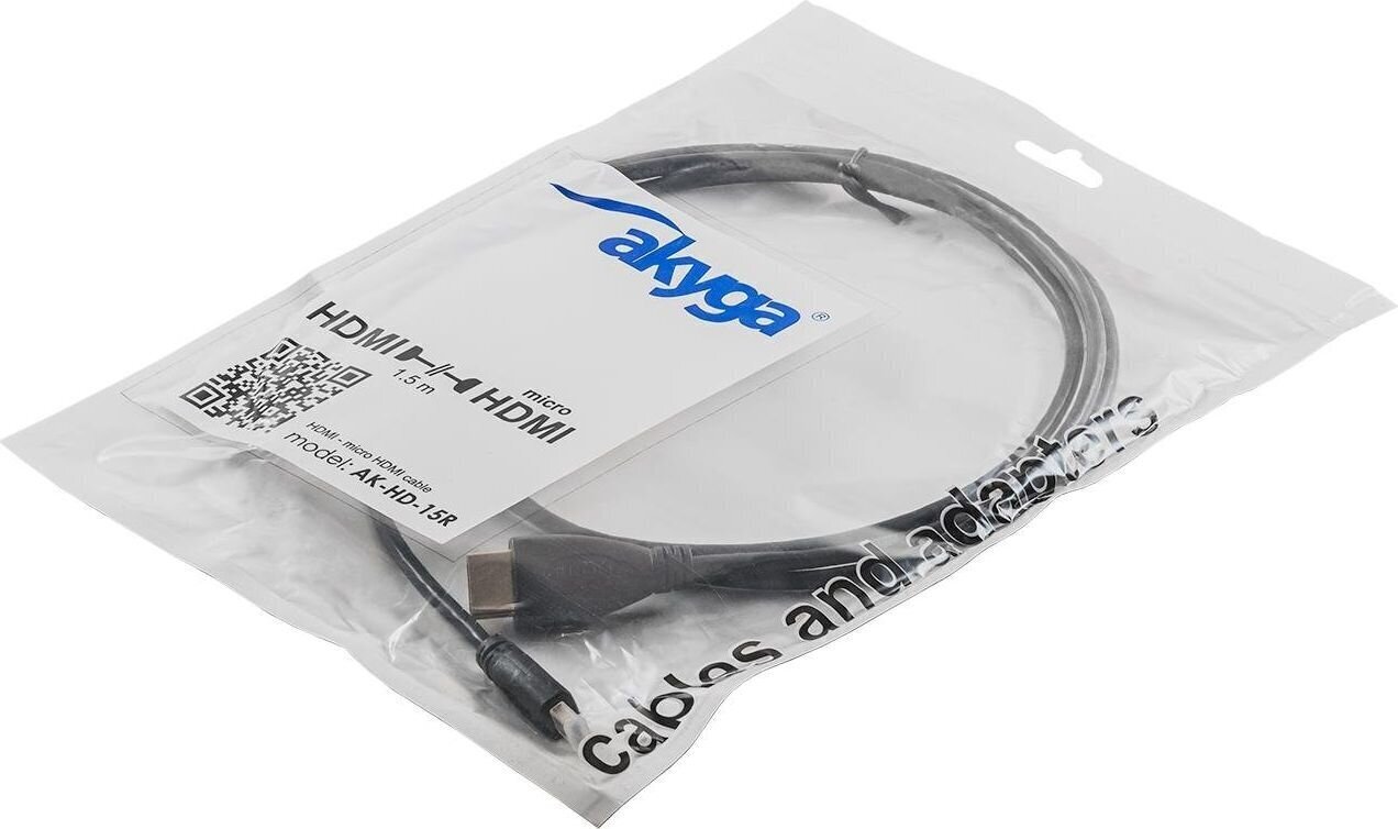 Akyga AK-HD-15R, HDMI/Micro HDMI, 1.5 m цена и информация | Kaablid ja juhtmed | kaup24.ee