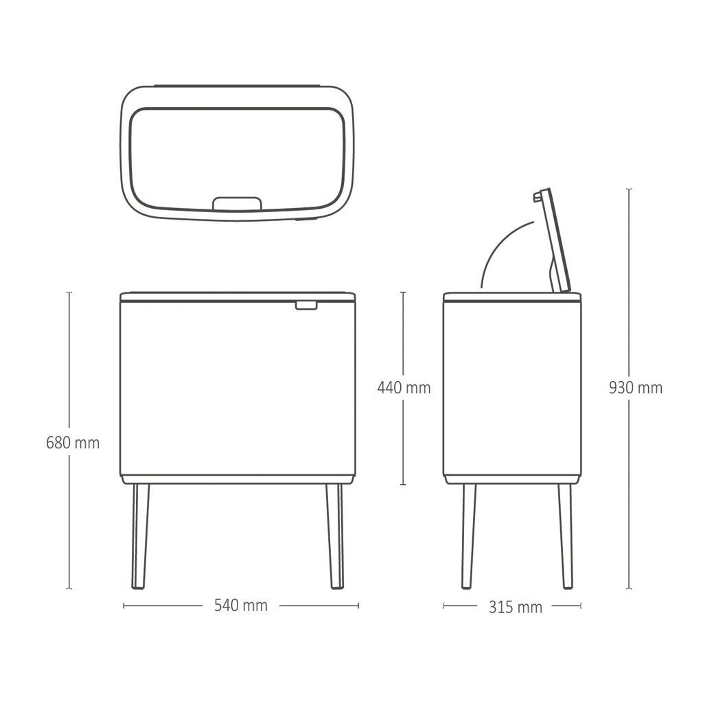 Prügikast, Bo Touch Bin 36L White hind ja info | Prügikastid | kaup24.ee