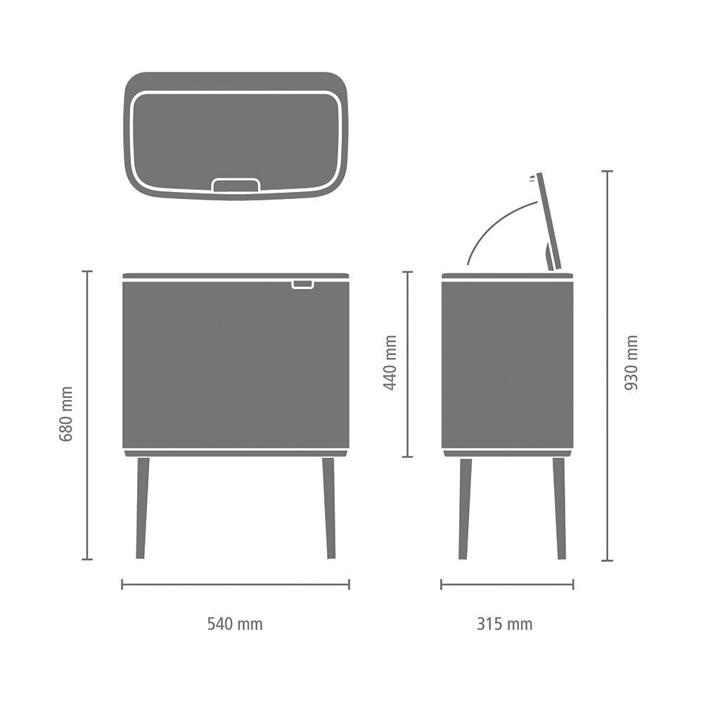 Prügikast, Bo Touch Bin 11+23L Matt Black hind ja info | Prügikastid | kaup24.ee