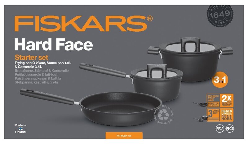 Стартовый комплект кастрюль Fiskars Hard Face из 3 предметов цена |  kaup24.ee