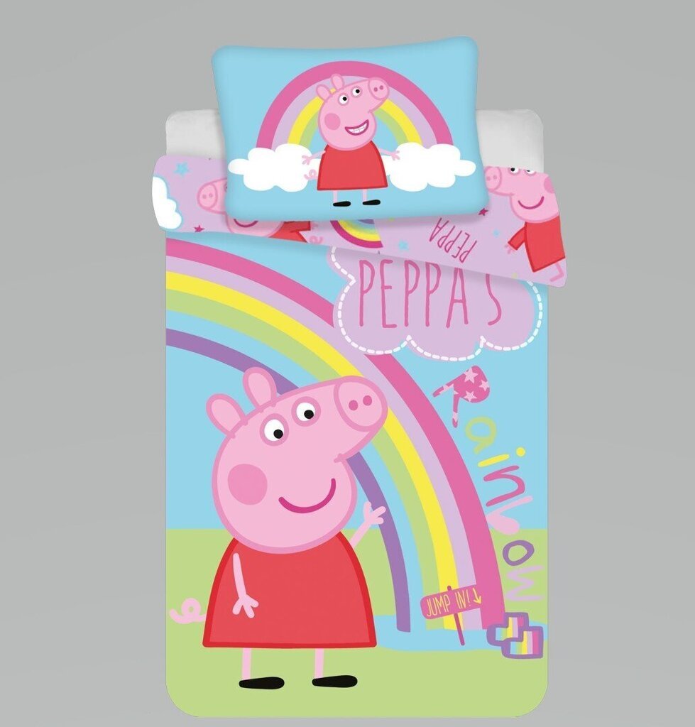 Beebi voodipesukomplekt Põrsas Peppa, 100 x 135 cm + 40 x 60 cm цена и информация | Beebide ja laste voodipesu | kaup24.ee