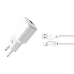 Сетевое зарядное устройство плюс кабель XO L73 Lightning / USB / 2.4A / белый цена и информация | Зарядные устройства для телефонов | kaup24.ee