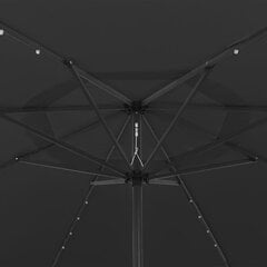 LED päevavari ja metallpost VidaXL, must, 400 cm hind ja info | Päikesevarjud, markiisid ja alused | kaup24.ee