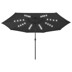 LED päevavari ja metallpost VidaXL, must, 400 cm цена и информация | Зонты, маркизы, стойки | kaup24.ee