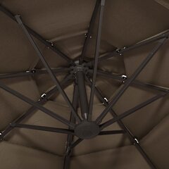 Vihmavari alumiiniumpostiga VidaXL, pruun, 3 x 3 m, 4 kõrgust цена и информация | Зонты, маркизы, стойки | kaup24.ee
