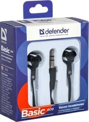 Наушники вкладыши Defender Basic 609, цвет черный/белый цена и информация | Наушники | kaup24.ee