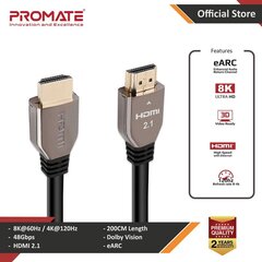 PROMATE PROLINK8K-200 ULTRAHD 8K HDR HDMI Kaabel 2М hind ja info | Kaablid ja juhtmed | kaup24.ee