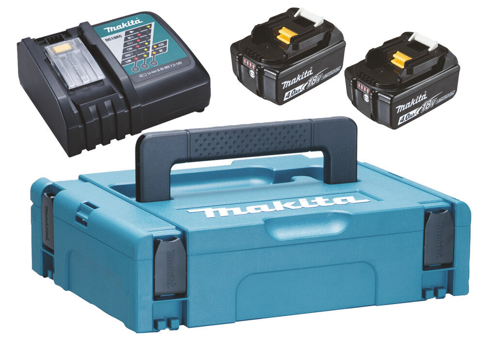 Akudekomplekt Makita powerpack 18V, 2XBL1840, DC18RC, Makpac цена и информация | Akutrellid ja akukruvikeerajad | kaup24.ee