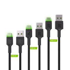 Green Cell USB-C kaabli komplekt 3x QC 3.0 0.3 m 1.2 m 2 m hind ja info | Mobiiltelefonide kaablid | kaup24.ee