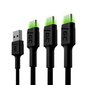 Green Cell USB-C kaablikomplekt 3x QC 3.0 2 m hind ja info | Mobiiltelefonide kaablid | kaup24.ee