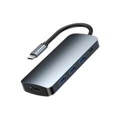 Разветвитель USB Type-C Remax RU-U91 9in1 USB3.0x3, HDMI, Type C, SD, MicroSD, RJ45, Aux цена и информация | Адаптеры и USB-hub | kaup24.ee