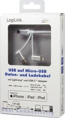 LogiLink CU0126 1 m USB-A/Micro-USB+USB+Lightning kaabel hind ja info | Kaablid ja juhtmed | kaup24.ee