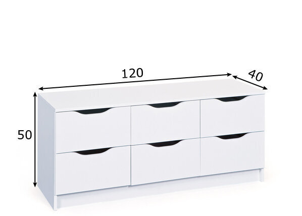 Kummut Westphalen 6-B, valge hind ja info | Kummutid | kaup24.ee