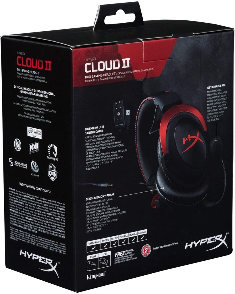HyperX Cloud II Red 7.1 цена и информация | Kõrvaklapid | kaup24.ee