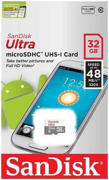 Mälukaart SanDisk Ultra microSDHC 32GB 48MB/s UHS-I Class 10 цена и информация | Mobiiltelefonide mälukaardid | kaup24.ee