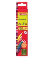 Цветные карандаши, 6 цветов, Herlitz, треугольные цена и информация | Принадлежности для рисования, лепки | kaup24.ee