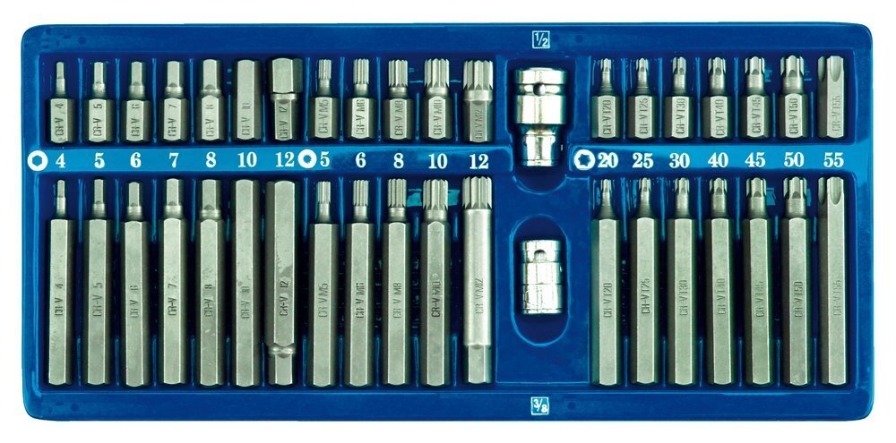 Otsikute komplekt HEX, TORX, SPLINE, CrV Vorel, 40 tk hind ja info | Käsitööriistad | kaup24.ee