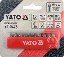 Otsikute komplekt Yato PH2x25mm 1/4", 10 tk цена и информация | Механические инструменты | kaup24.ee