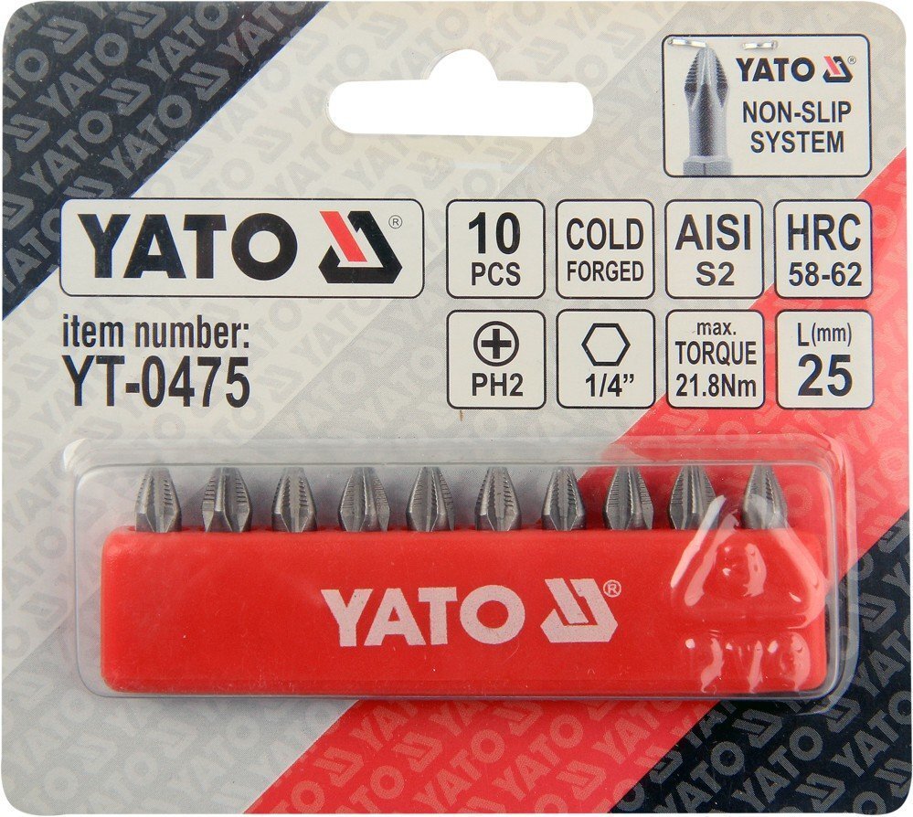 Otsikute komplekt Yato PH2x25mm 1/4", 10 tk hind ja info | Käsitööriistad | kaup24.ee