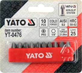 Otsikute komplekt Yato PH3x25mm 1/4", 10 tk цена и информация | Механические инструменты | kaup24.ee