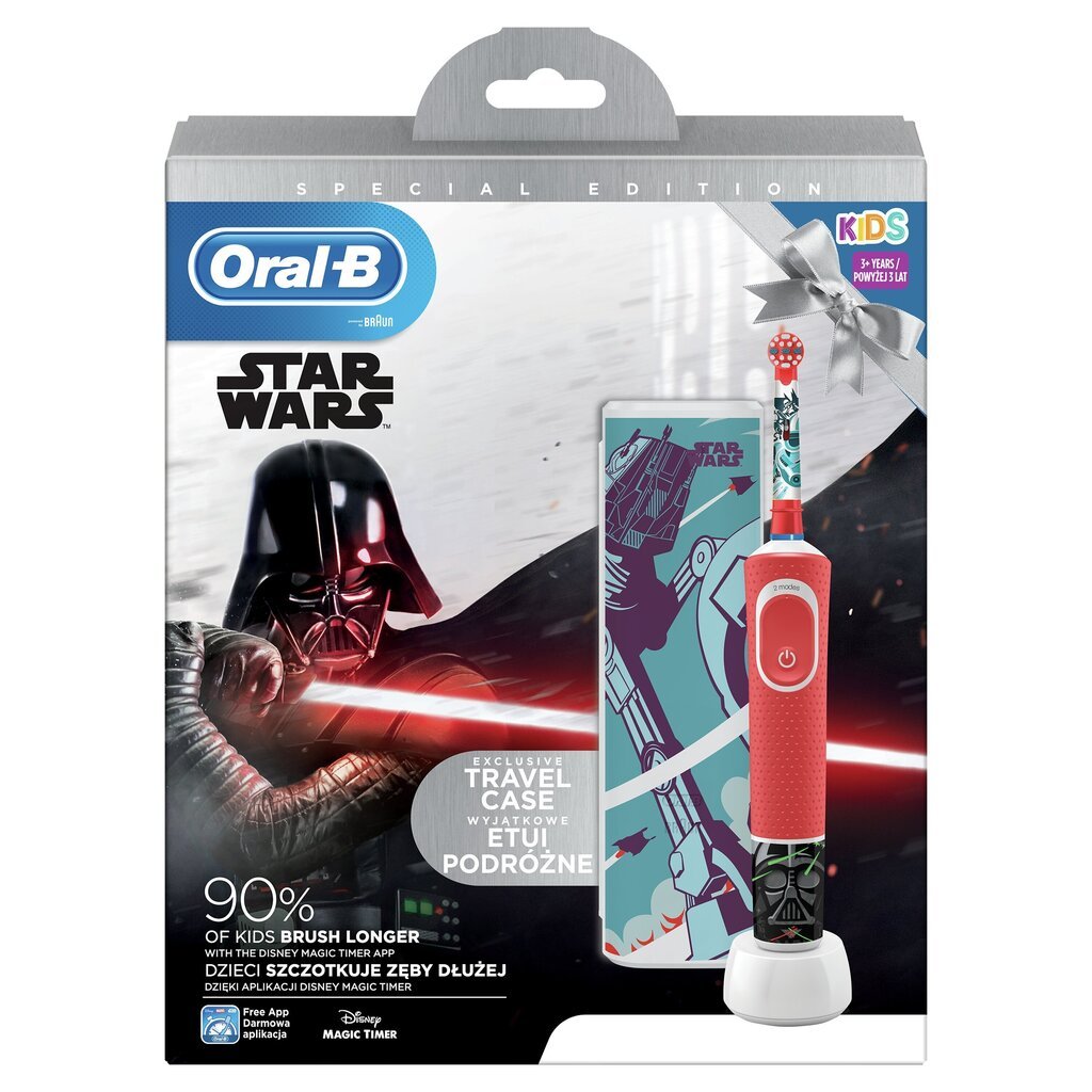 Braun Oral-B D100.413.2KX Star Wars el.hambahari lastele taimeriga + reisikarp hind ja info | Elektrilised hambaharjad | kaup24.ee