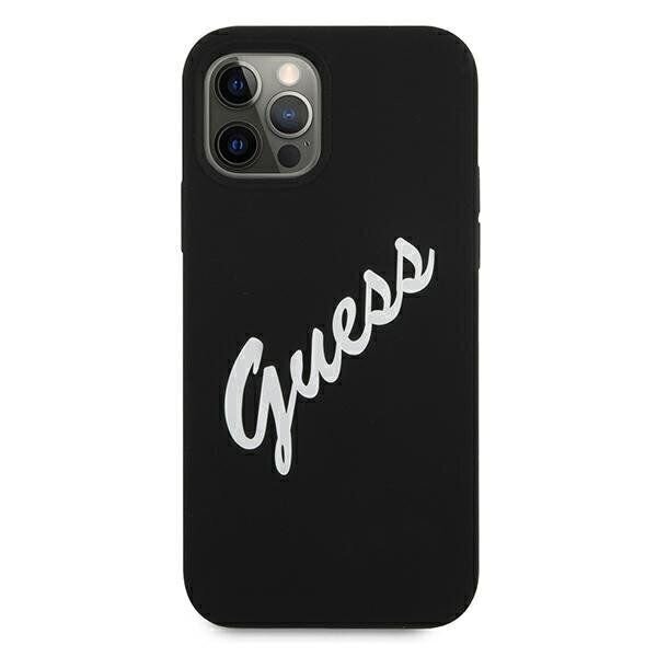 Ümbris Guess Silicone Vintage Script, telefonile Apple iPhone 12/12 Pro, must hind ja info | Telefoni kaaned, ümbrised | kaup24.ee