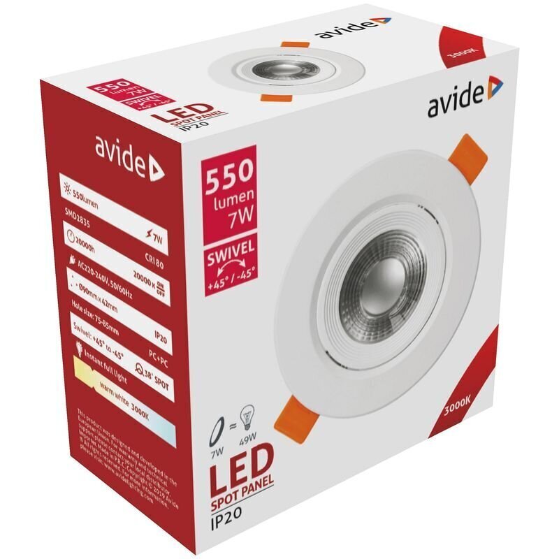 Laevalgusti Avide Led 7W 3000K, Ø90mm, ümar hind ja info | Süvistatavad ja LED valgustid | kaup24.ee