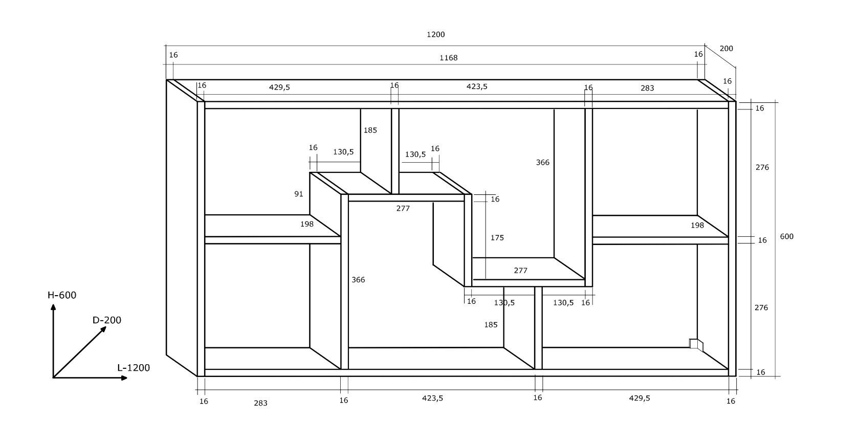 Riiul Domino B, must hind ja info | Riiulid | kaup24.ee