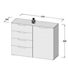 Комод Sienna II, белый/белый глянцевый цена и информация | Комоды | kaup24.ee
