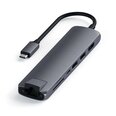 Satechi Slim USB-C MultiPort Ethernet - HDMI pordid, USB 3.0 ja kaardilugeja, hall